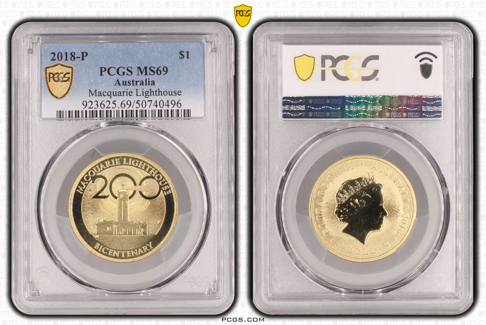 Macquarie Lighthouse, One Dollar, 2018-P, PCGS MS69