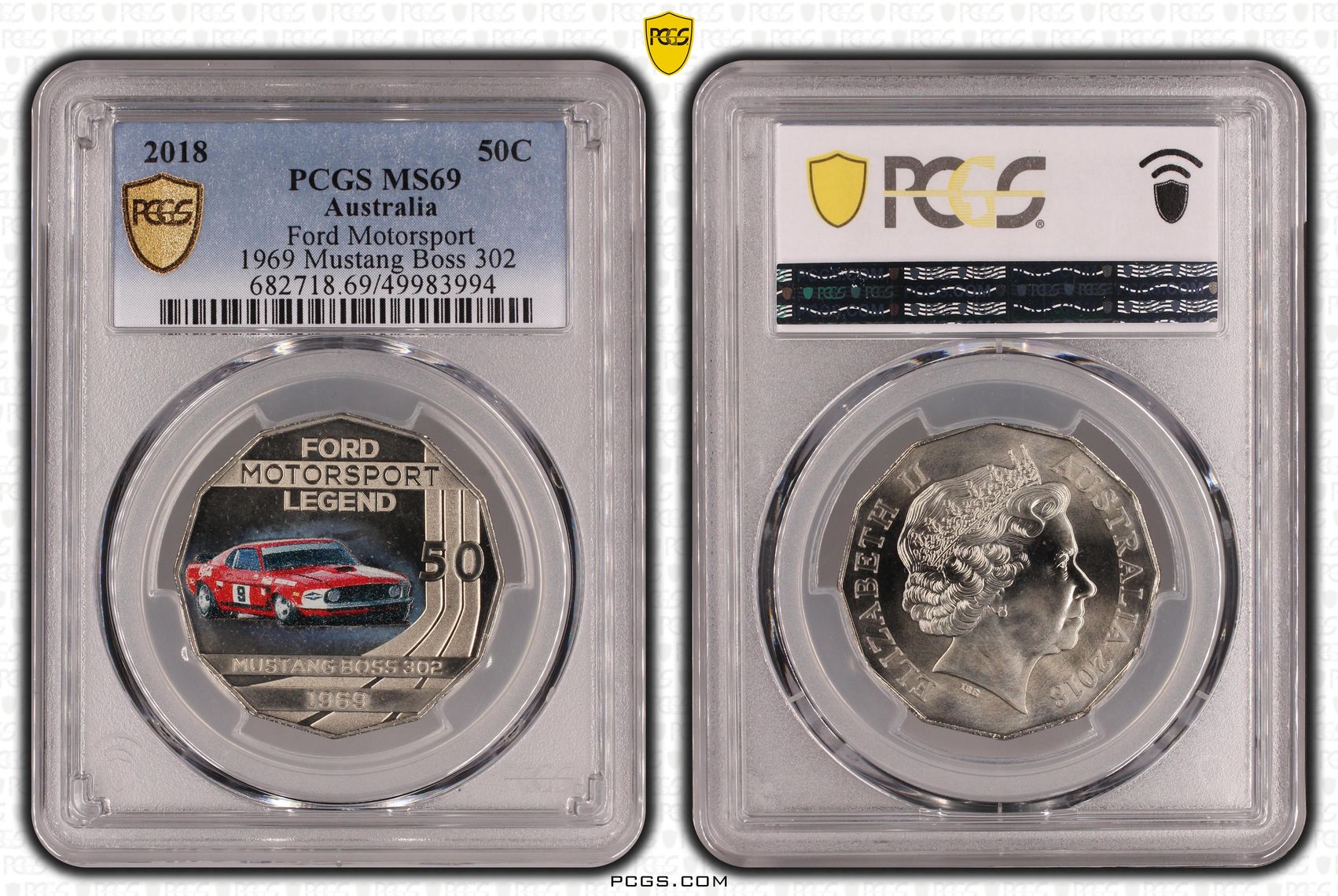 Ford Motorsport - 1969 Mustang Boss 302 , Fifty Cent, 2018, PCGS MS69
