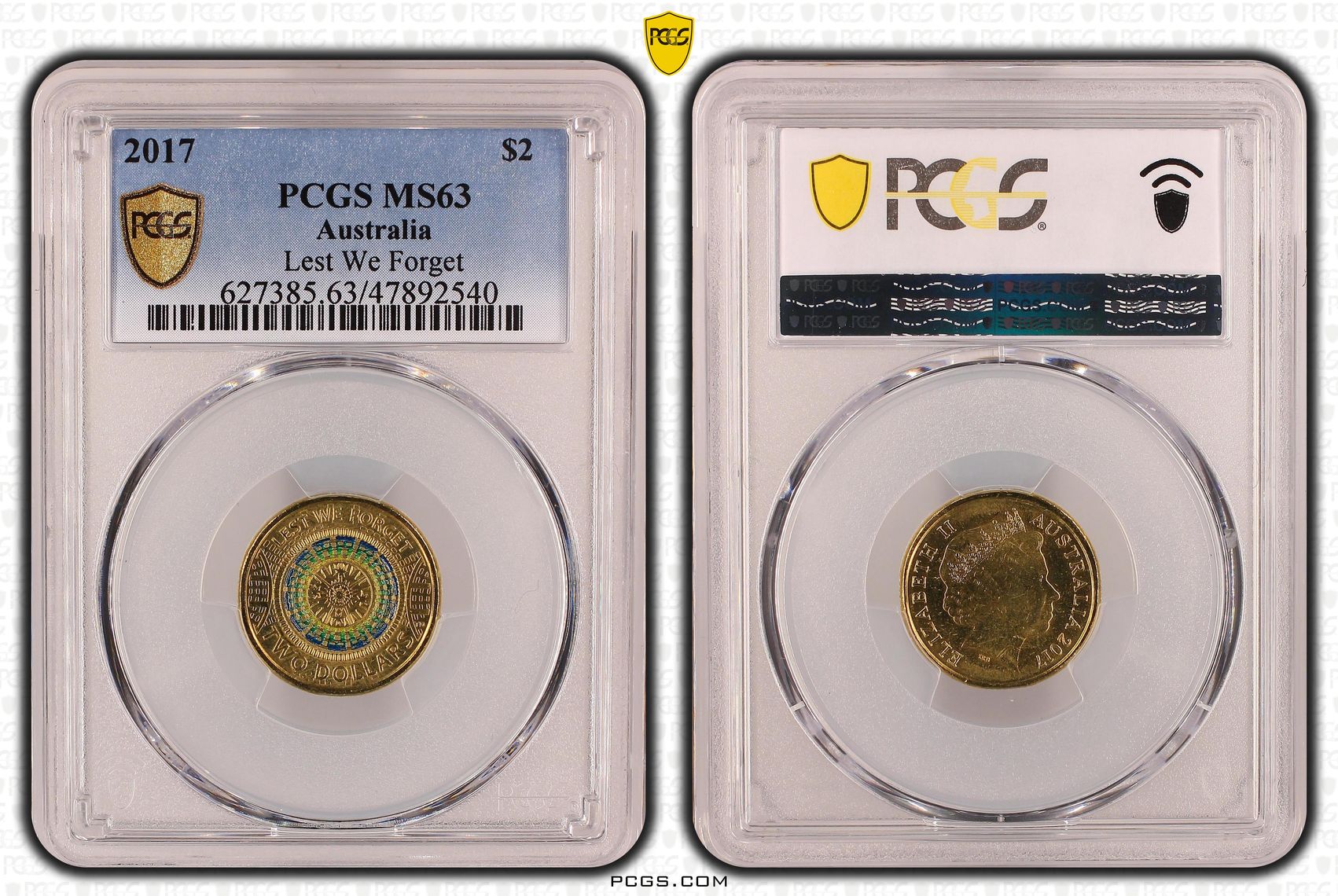 Elizabeth II, Lest We Forget, Two Dollar, 2017, PCGS MS63