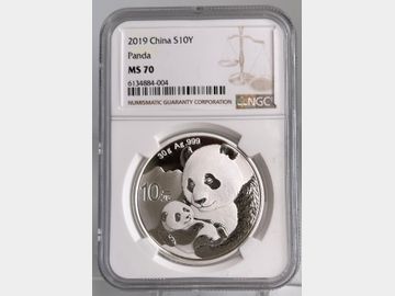 2019 CHINESE SILVER 10 YUAN PANDA MS70