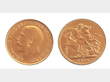1915 King George V Melbourne Mint Gold Sovereign.