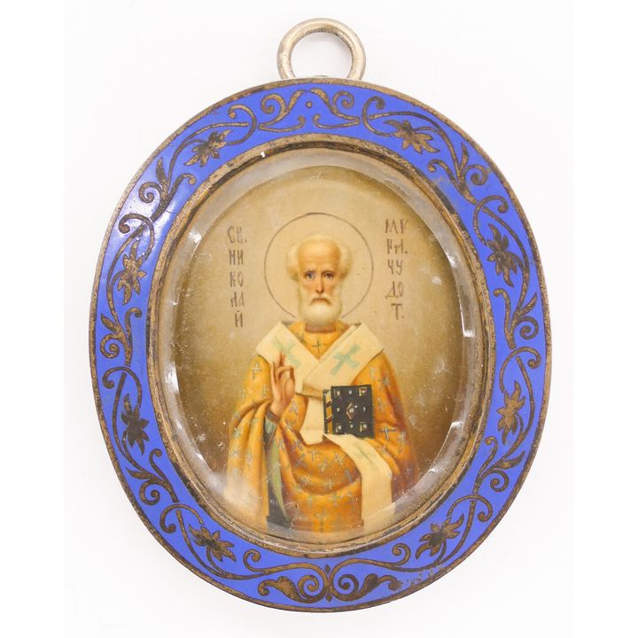 Antique Russian Enameled Silver Framed Miniature