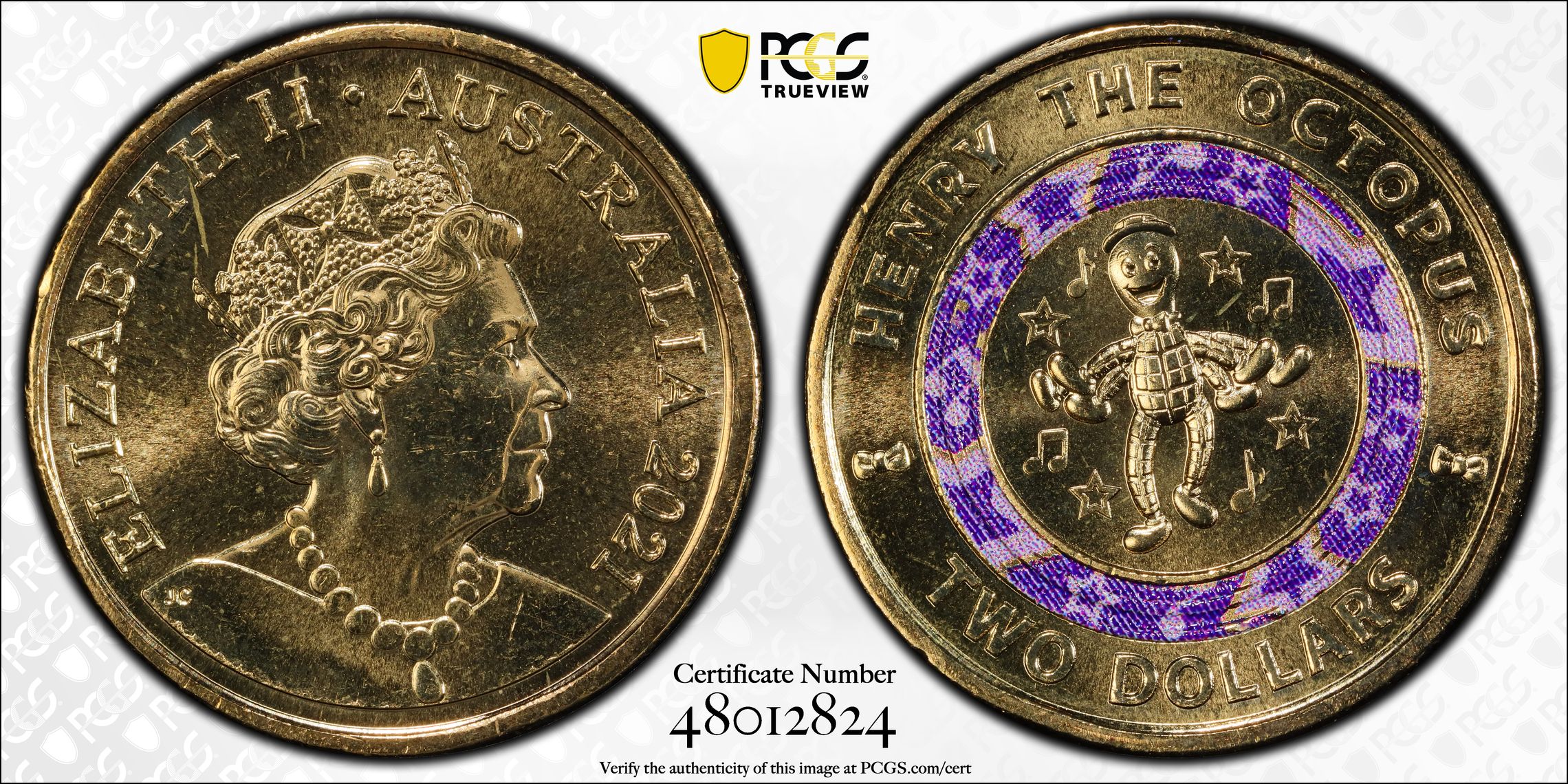 Wiggles - Henry the Octopus, Two Dollar, 2021, PCGS MS67