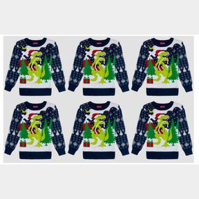 6PCS WELL WORN TODDLER BOYS' UGLY HOLIDAY SWEATER - NAVY 12M