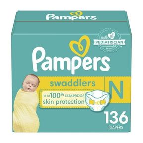 136 PAMPERS SWADDLERS BABY DIAPERS SIZE NEWBORN, 136 COUNT (SELECT FOR MORE OPTIONS)