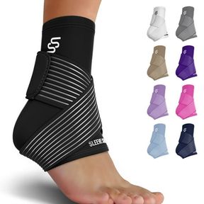 ONE SIZE SLEEVE STARS ANKLE BRACE FOR SPRAINED ANKLE, ANKLE SUPPORT FOR WOMEN & MEN, SINGLE, BLACK
