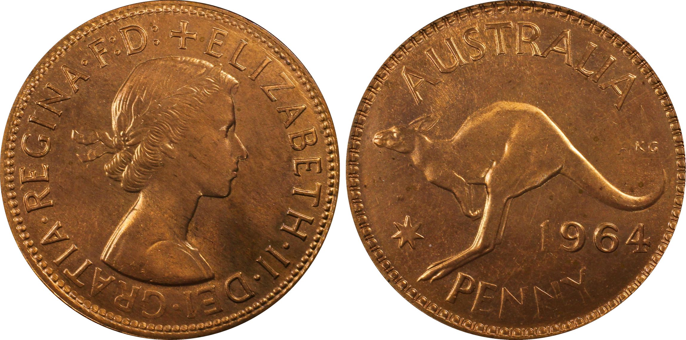 Elizabeth II, Penny, 1964, PCGS MS64RB