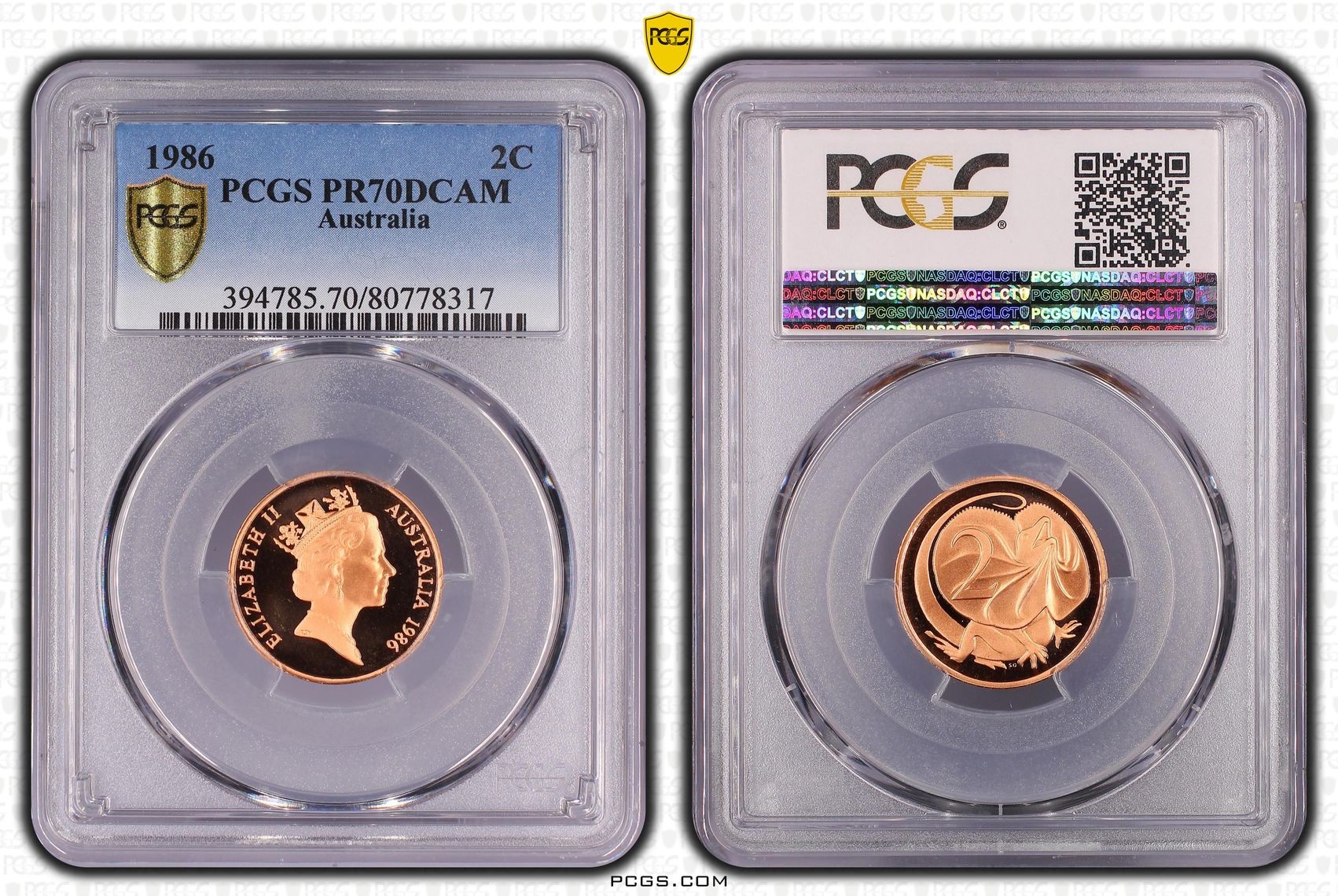 Elizabeth II, Two Cent, 1986, PCGS PR70DCAM