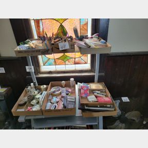 6 Boxes of office supplies and various decorative items