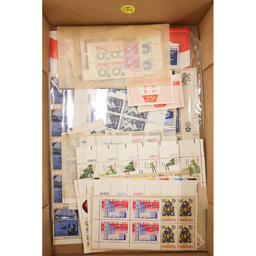 Box Vintage US Stamp Sheets & Blocks