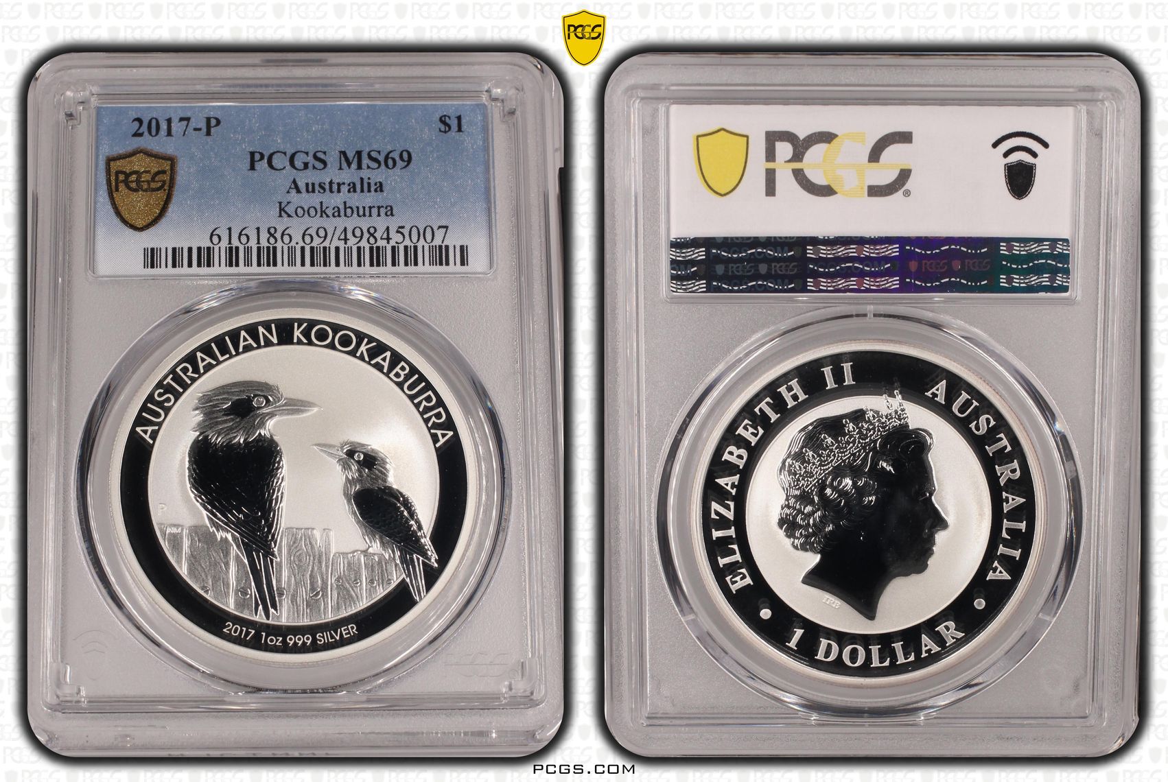 Kookaburra Silver, One Dollar, 2017-P, PCGS MS69