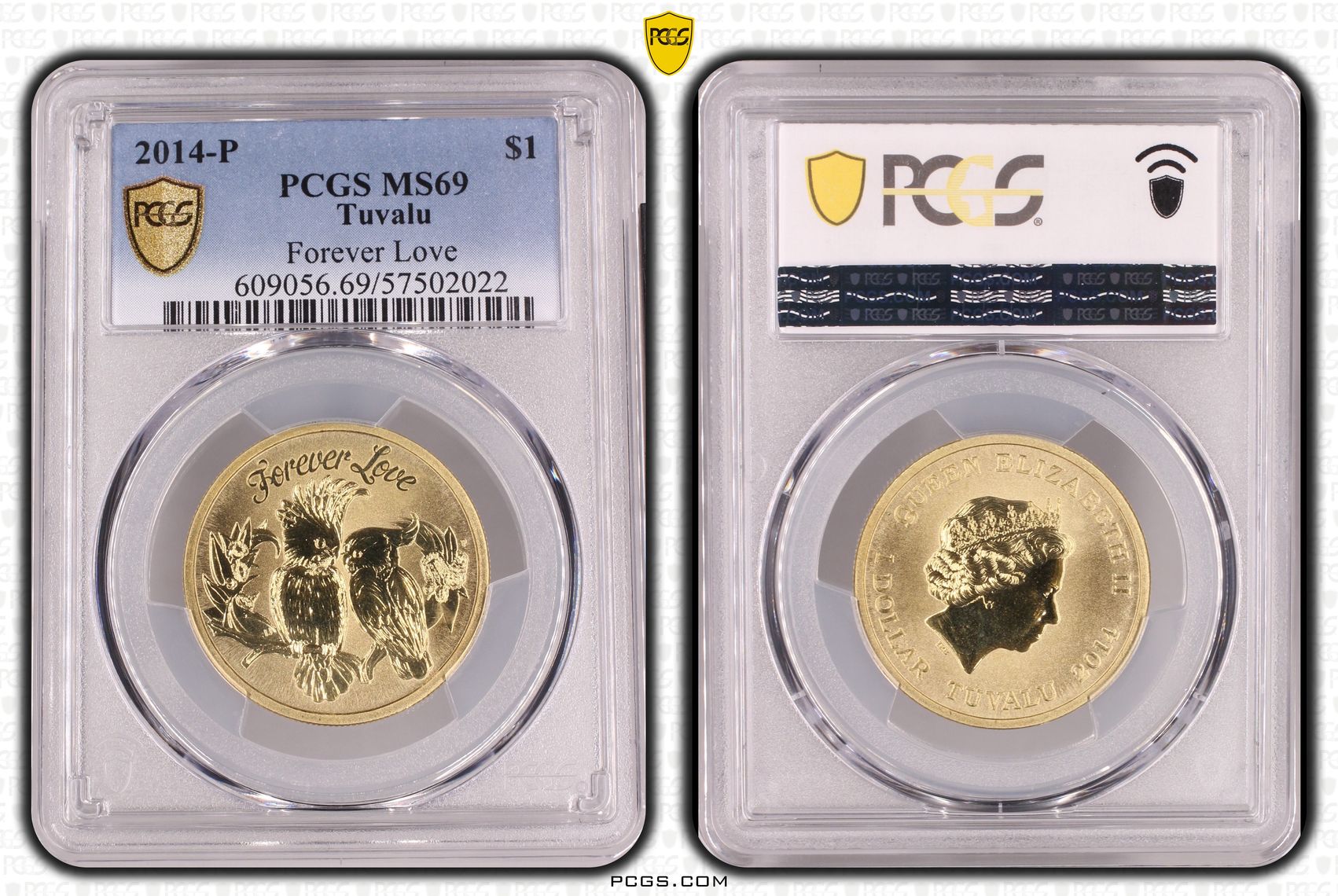 Tuvalu, Forever Love, One Dollar, 2014-P, PCGS MS69
