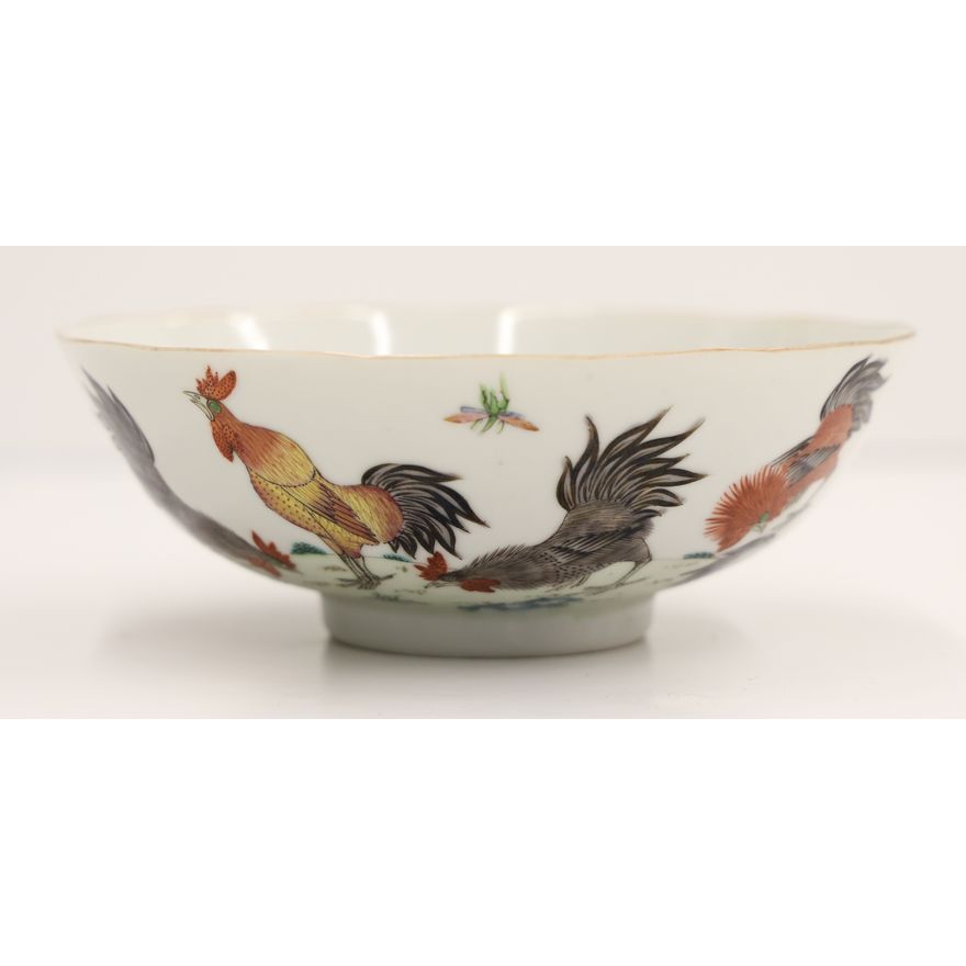 Chinese Daoguang Porcelain Rooster Bowl