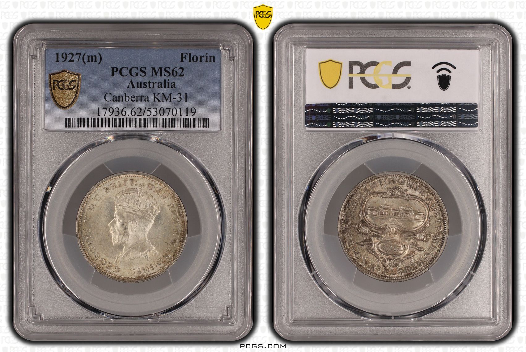 George V, Canberra KM-31, Florin, 1927(m), PCGS MS62