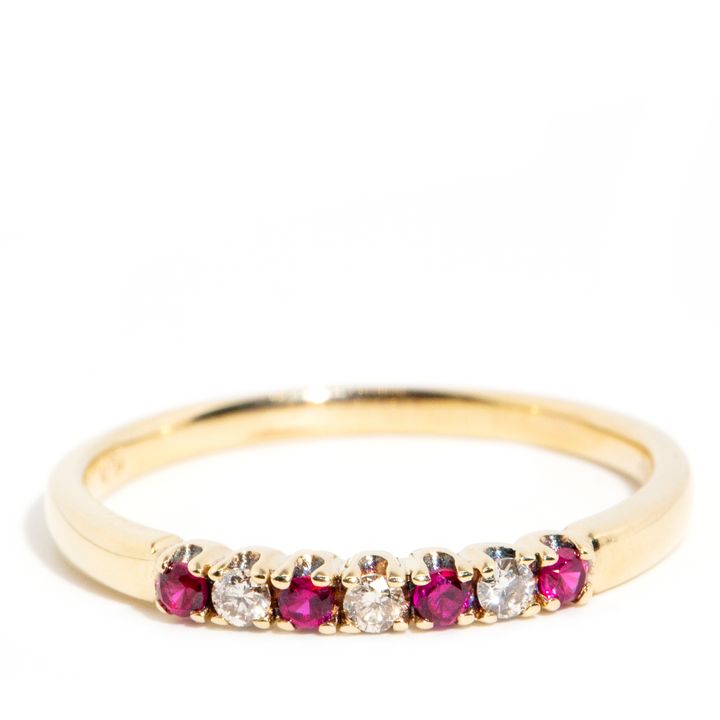 Diamond & Synthetic Ruby 9 Carat Gold Ring