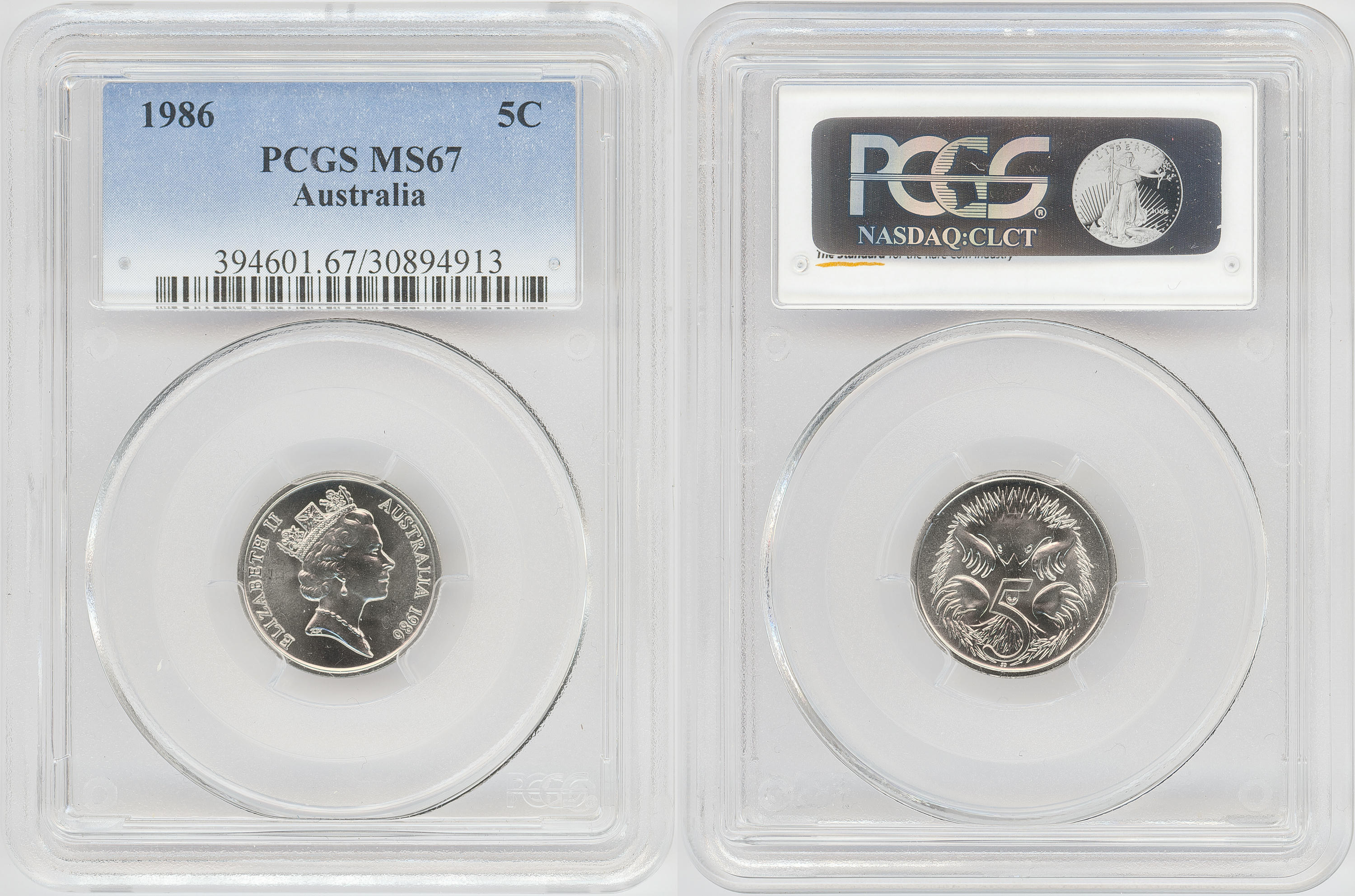 Low Echidna, Five Cent, 1986, PCGS MS67