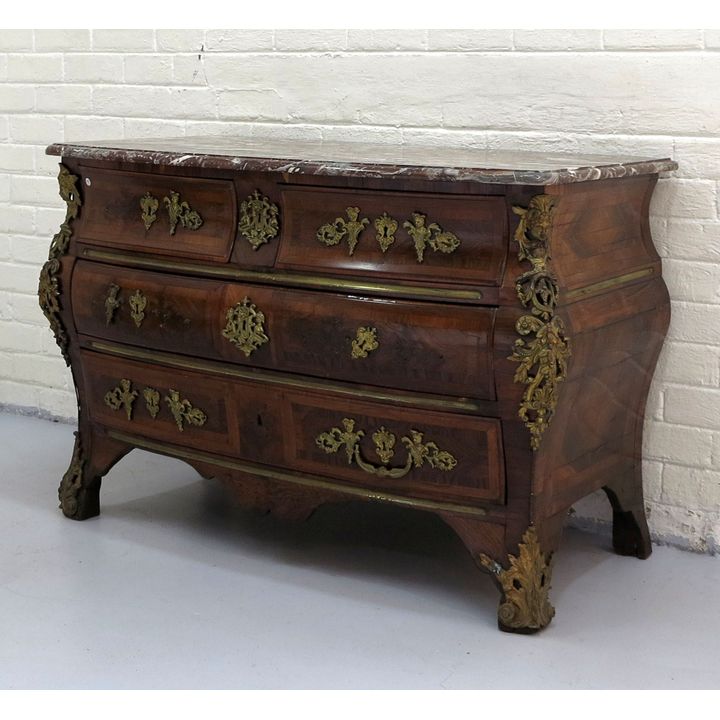LOUIS XV STYLE GILT METAL MOUNTED COMMODE