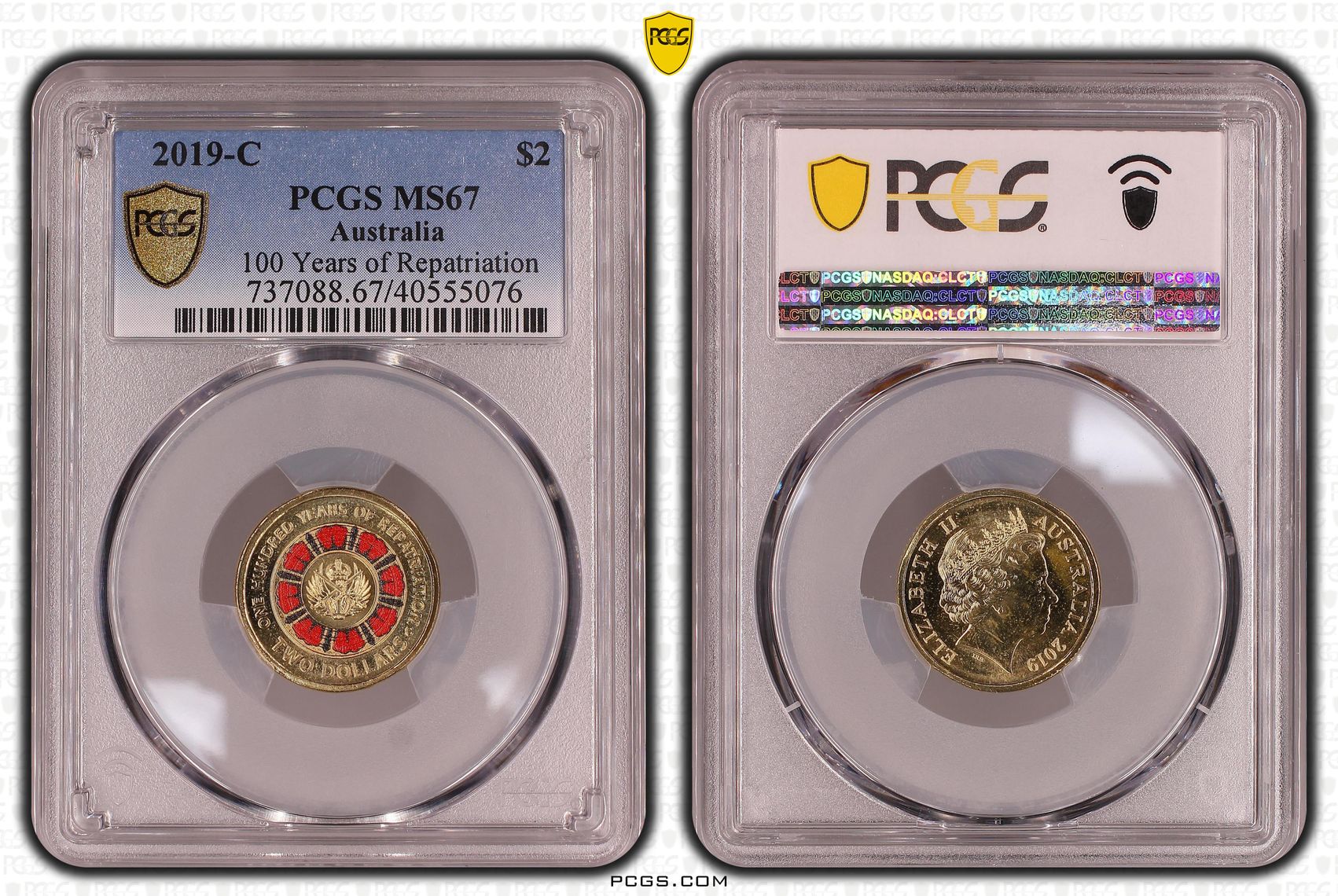 100 Years of Repatriation Colorized, Two Dollar, 2019-C, PCGS MS67