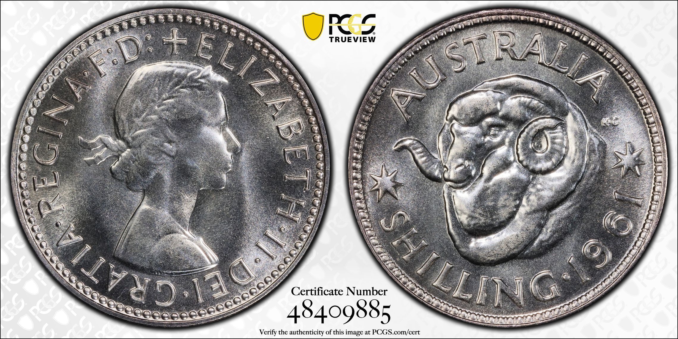 Elizabeth II, Shilling, 1961(m), PCGS PR67