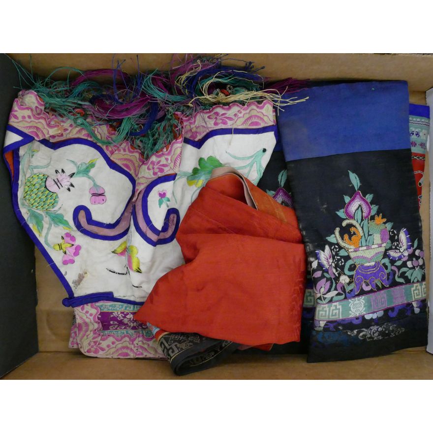 Box Old Chinese Miao Embroidered Sleeve Panels