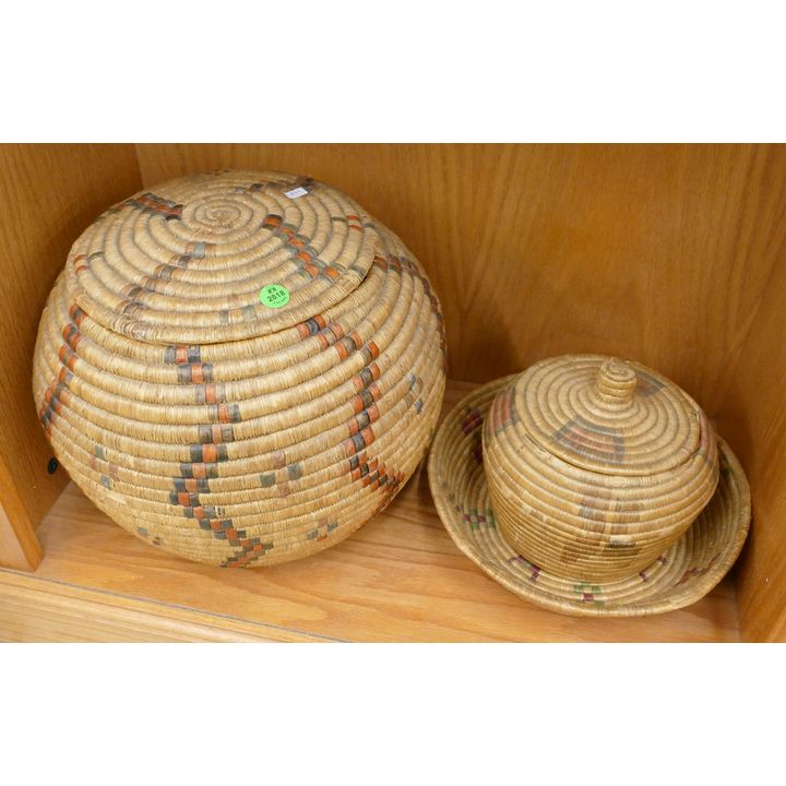 3pc Antique Alaskan Indian Baskets- 6'' to 12'' diameter w/ some scattered damage