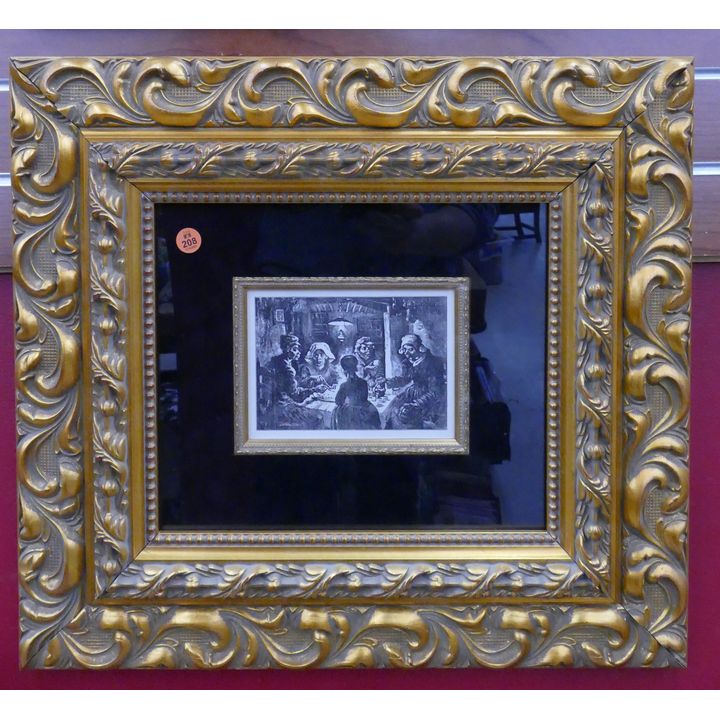 Vincent Van Gogh 'Les Manguers De Pomme De Terre' Engraving on Wove Paper w/ COA in Ornate Gallery Frame- 18x20''