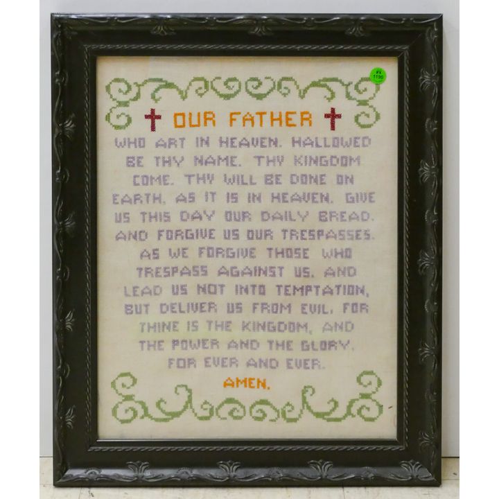 Vintage ''Our Father'' Needlework Framed 22''x18''