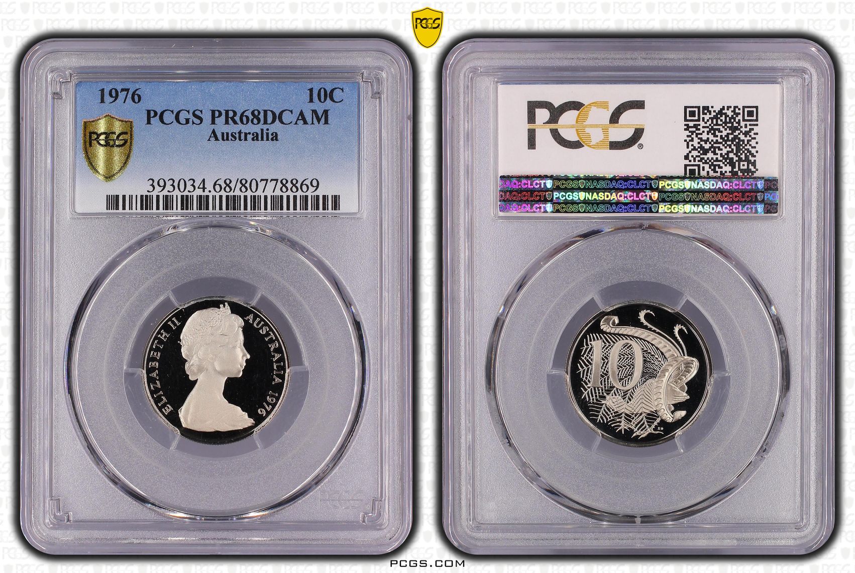 Elizabeth II, Ten Cent, 1976, PCGS PR68DCAM