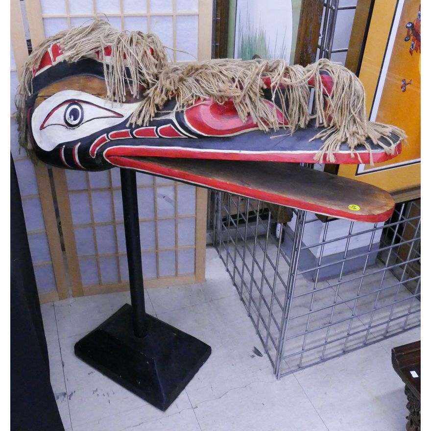 NW Coast Style Large Hamatsa Mask on Stand- 36x35''