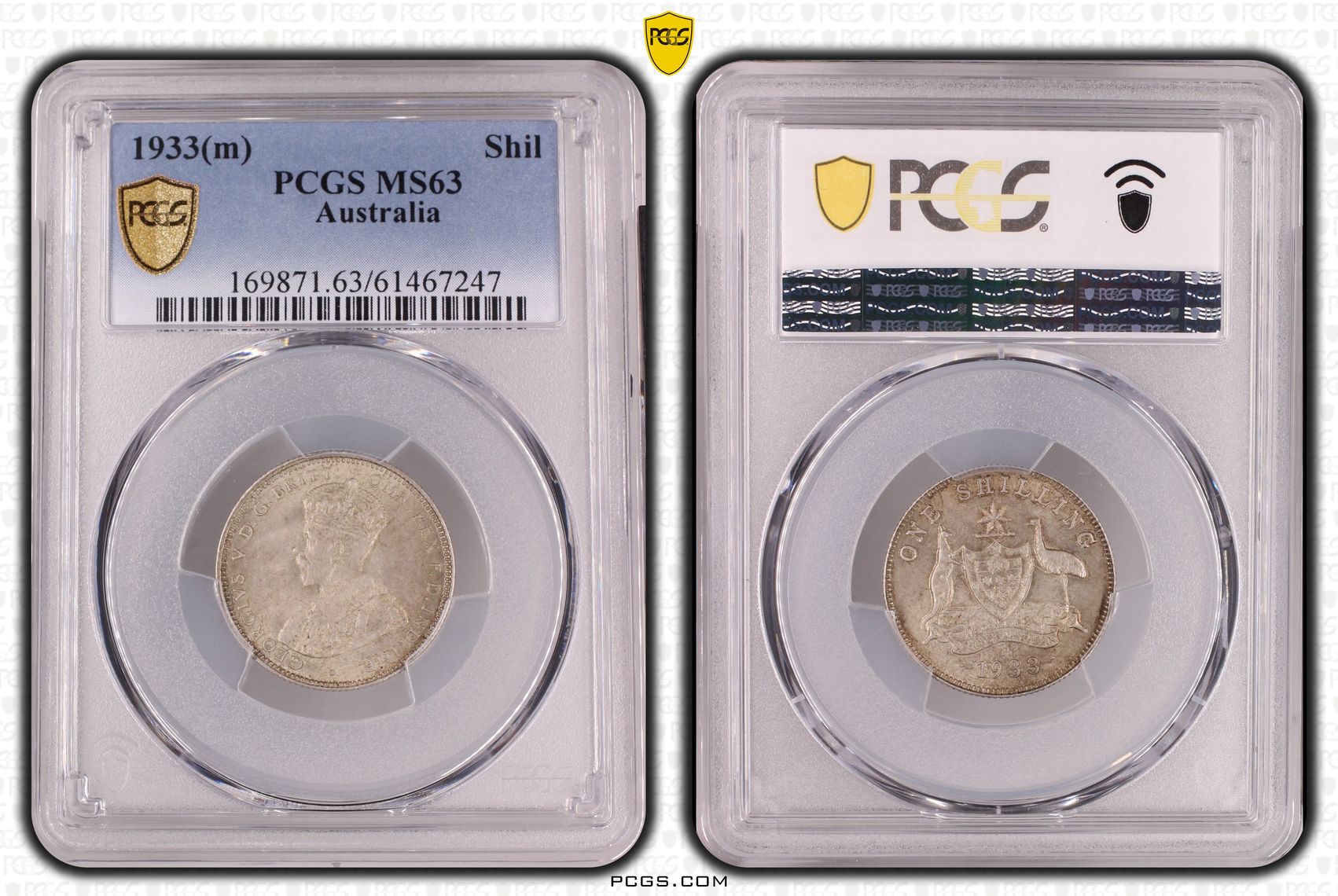 George V, Shilling, 1933, PCGS MS63
