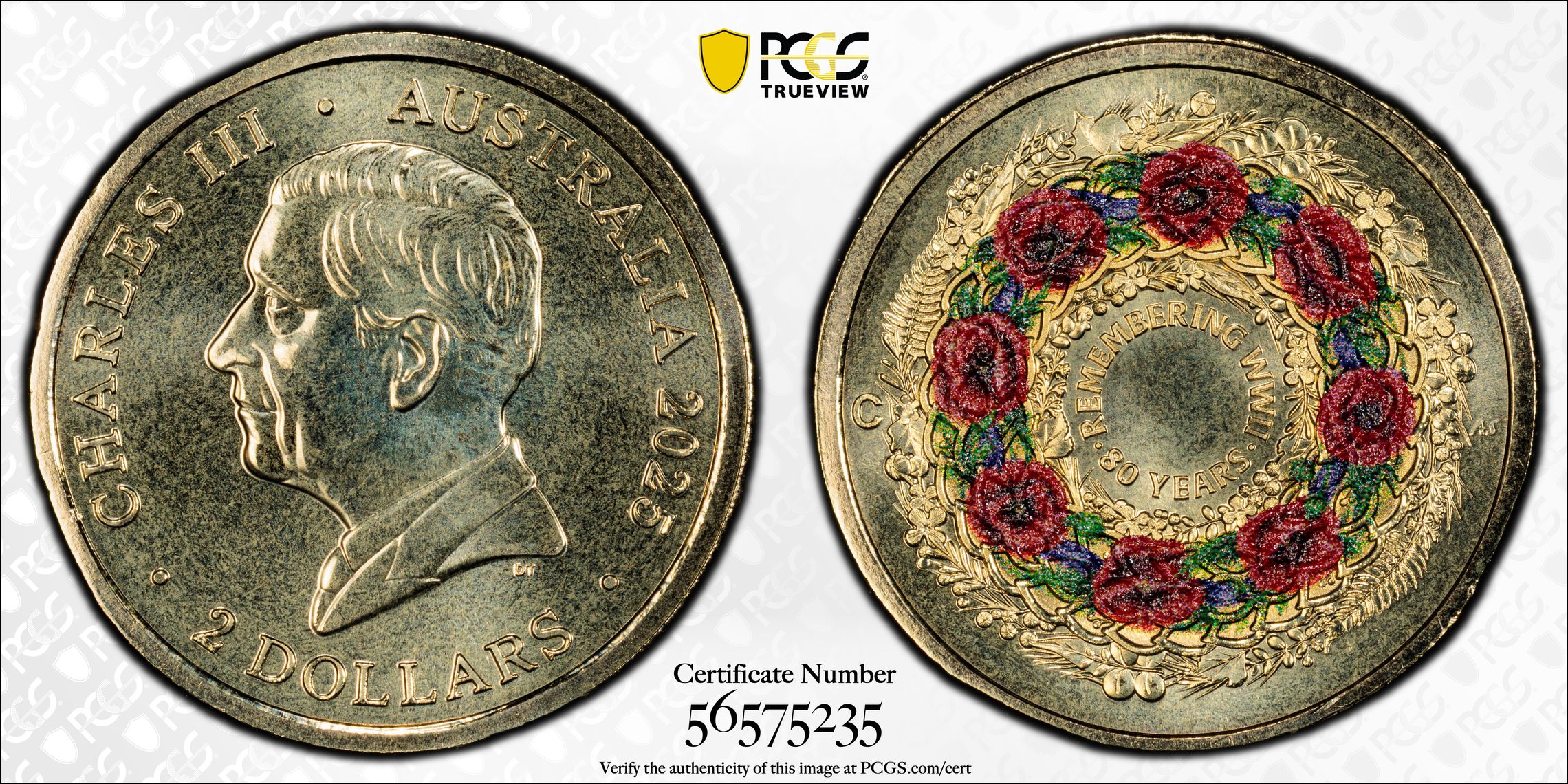 Remembering WWII Colorized Al-Br, Two Dollar, 2025-C, PCGS MS69