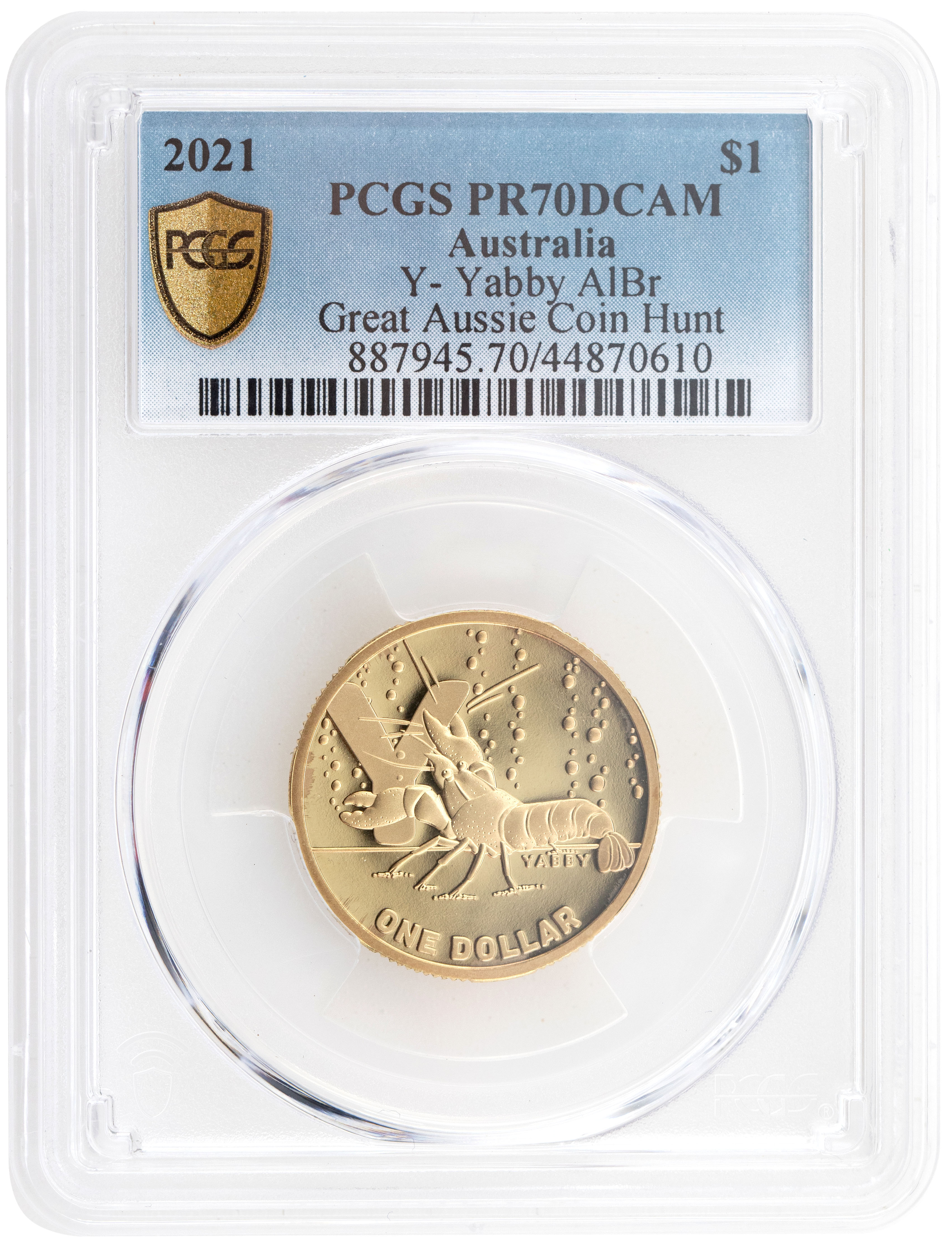 497 · 2021 Australia One Dollar, $1 Y- Yabby AlBr PCGS - PR70DCAM POP 16/0 -610