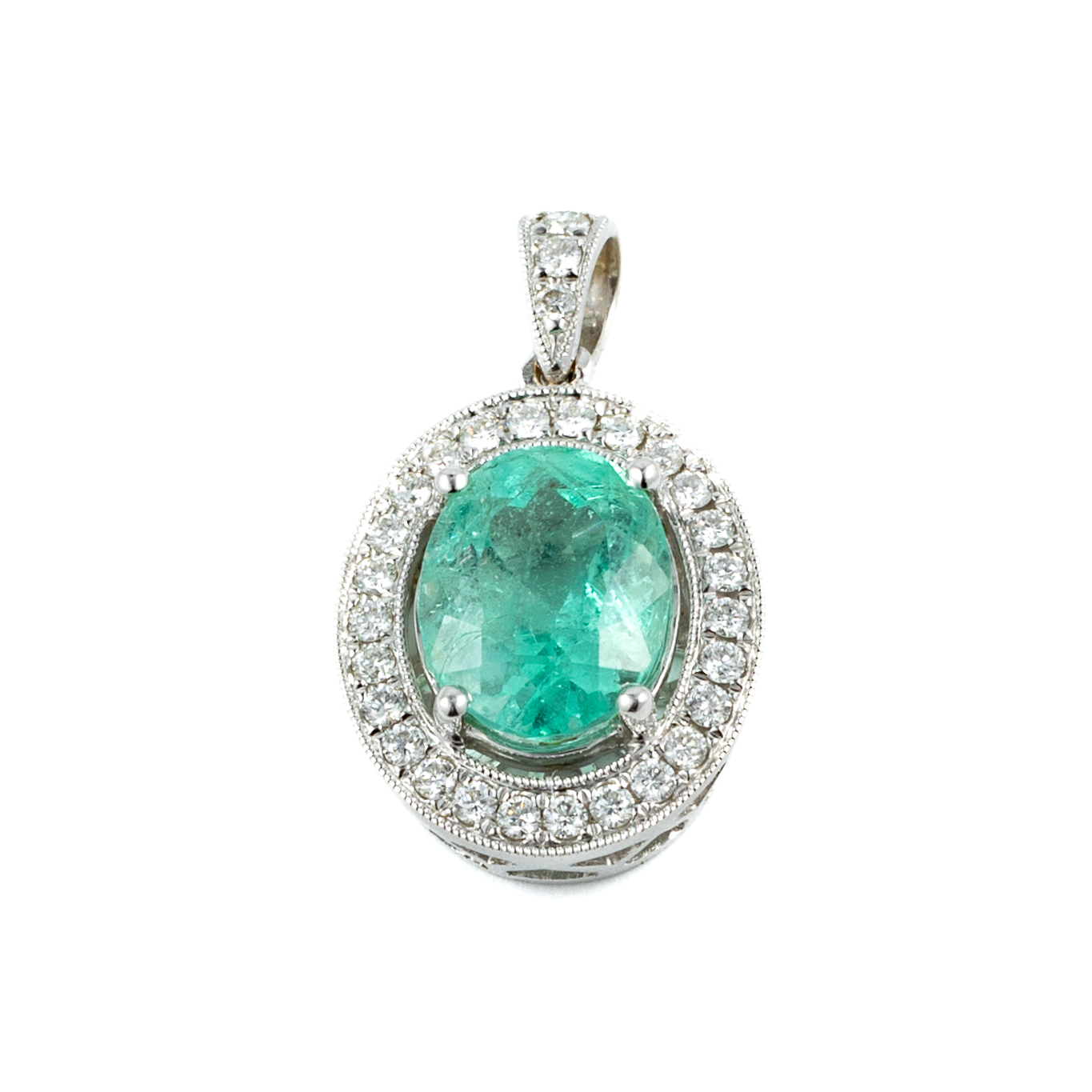 219 · 3.09 Carat Emerald & Diamond Pendant ,