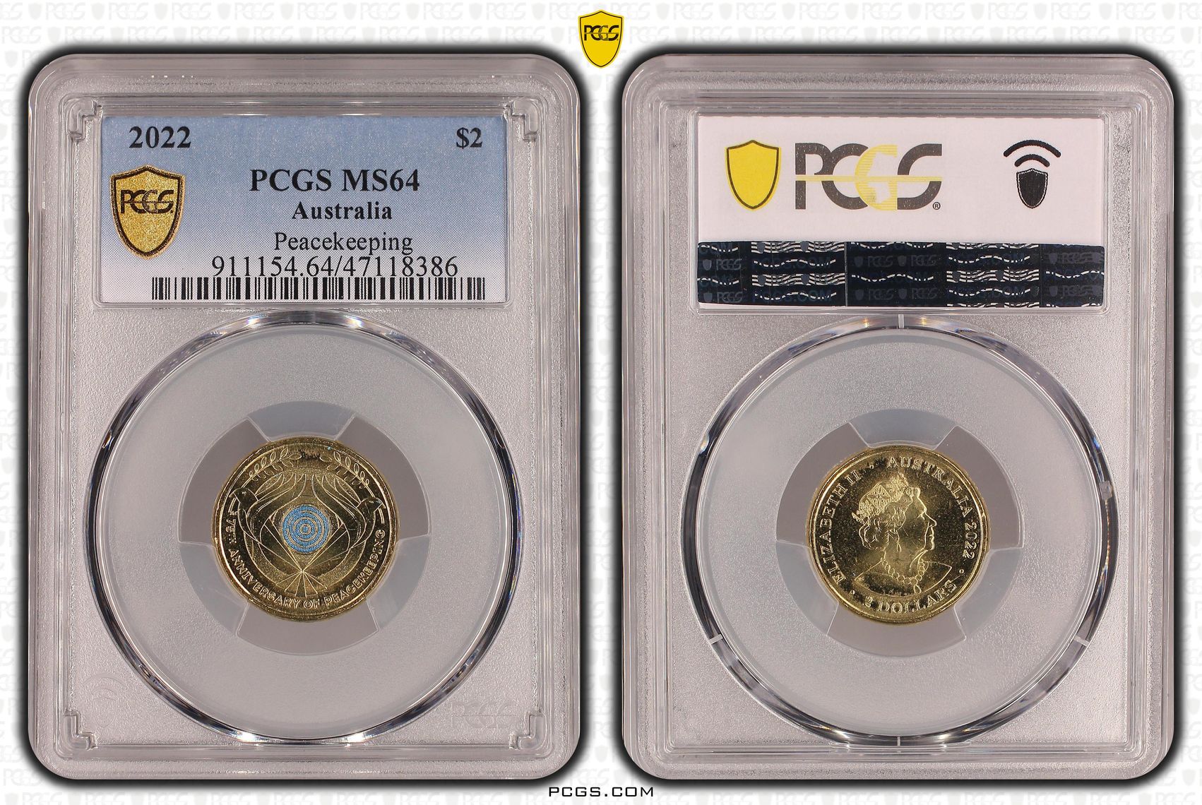 Peacekeeping - Colourised, Two Dollar, 2022, PCGS MS64