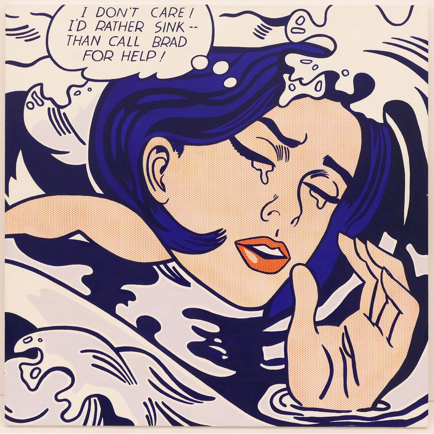 After Roy Lichtenstein ''Drowning Girl'' Oil on Canvas