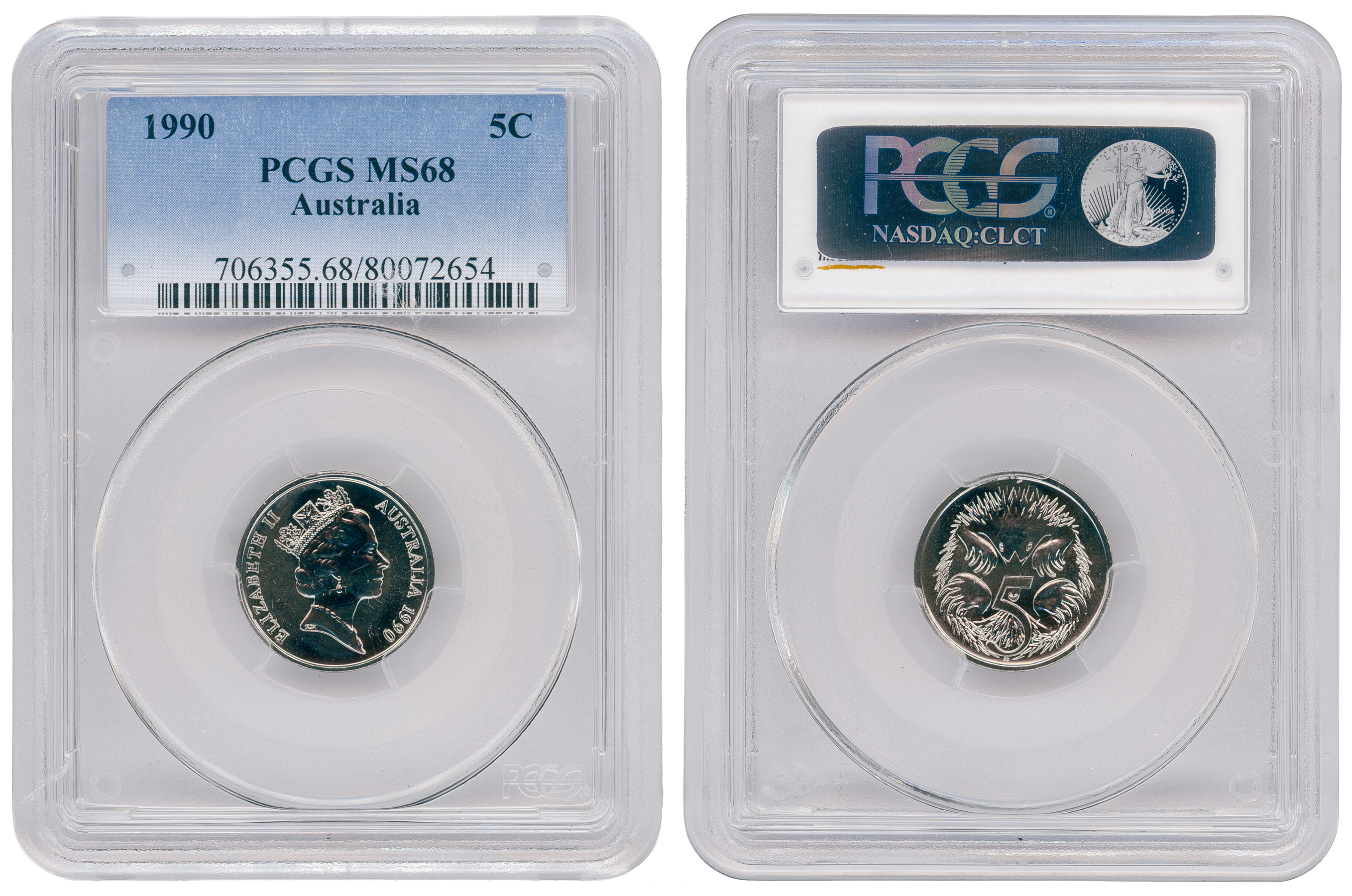 Five Cent, 1990, PCGS MS68