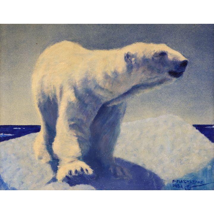 Fred Machetanz ''Pause in the Search'' 1982 Oil