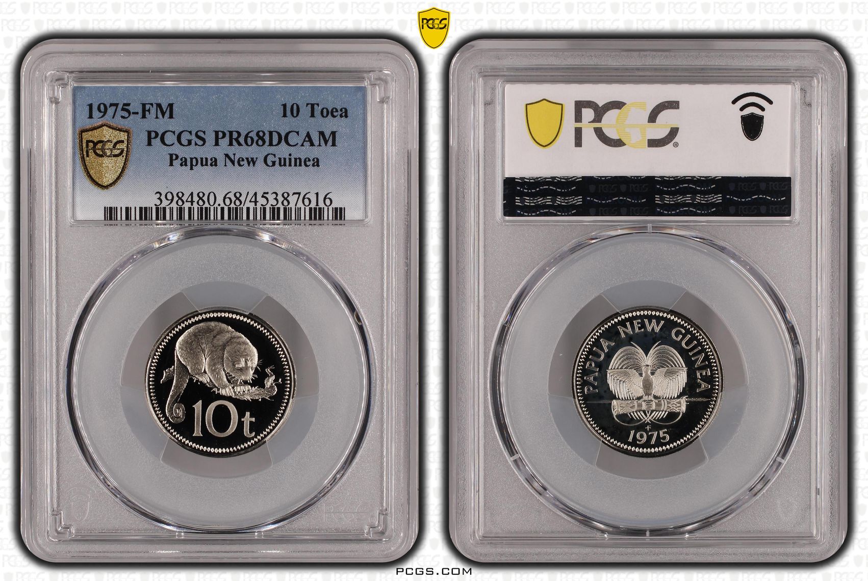 Papua New Guinea, KM-4, Ten Toea, 1975-FM, PCGS PR68DCAM