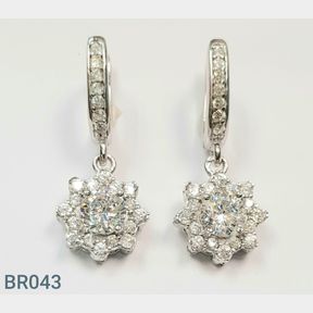 STERLING SILVER DROP EARRINGS WITH CZ'S - 51543/193