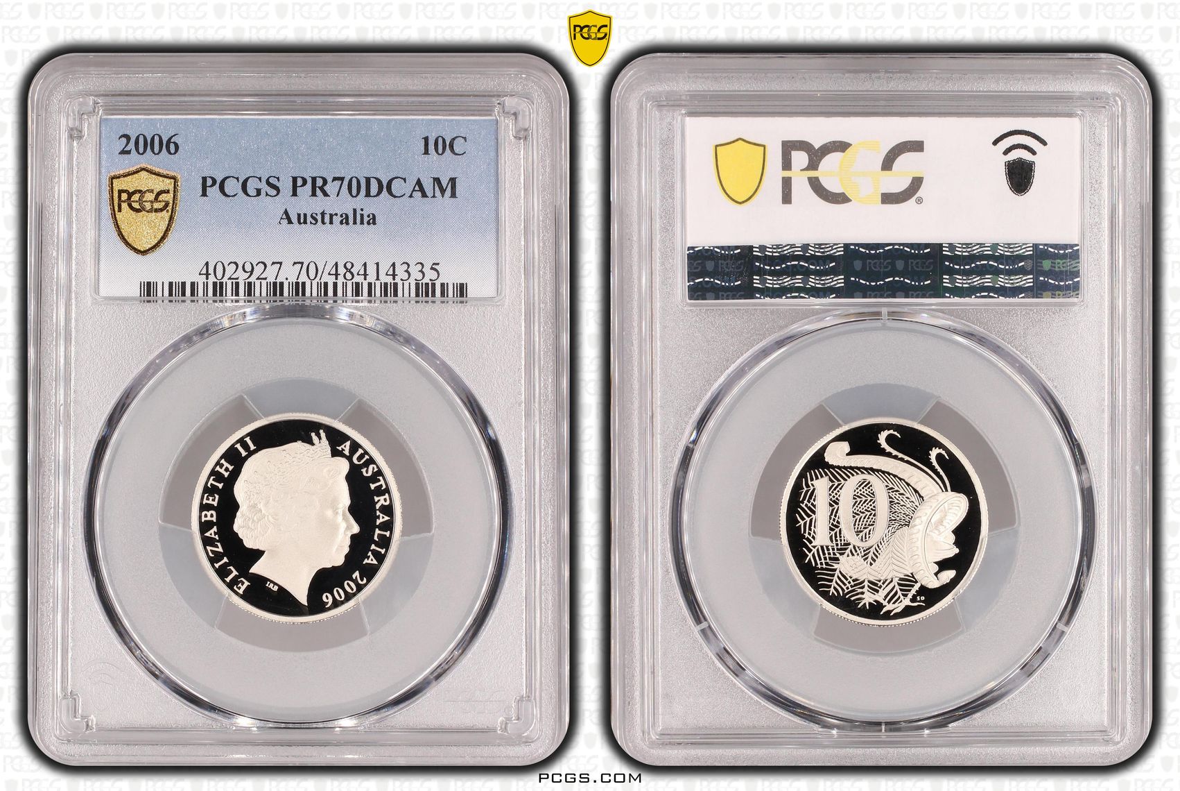 Elizabeth II, Ten Cent, 2006, PCGS PR70DCAM