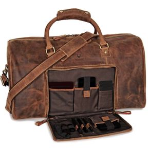 NO SIZE VINTAGE STYLE GENUINE LEATHER DUFFLE BAG FOR CARRY ON, OVERNIGHT AND GYM, 40L (SMALL) 3 PACK
