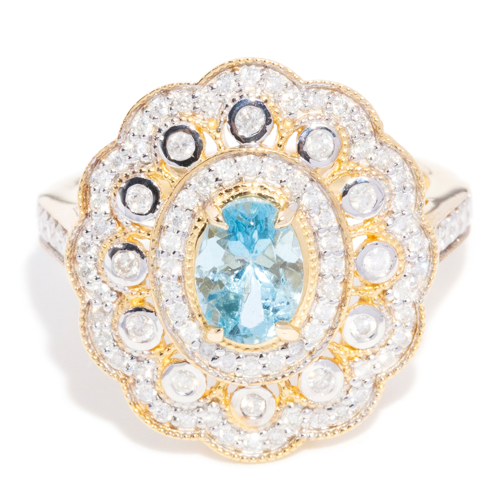 147 · 0.85 Carat Aquamarine & Diamond Ring in 14ct Gold