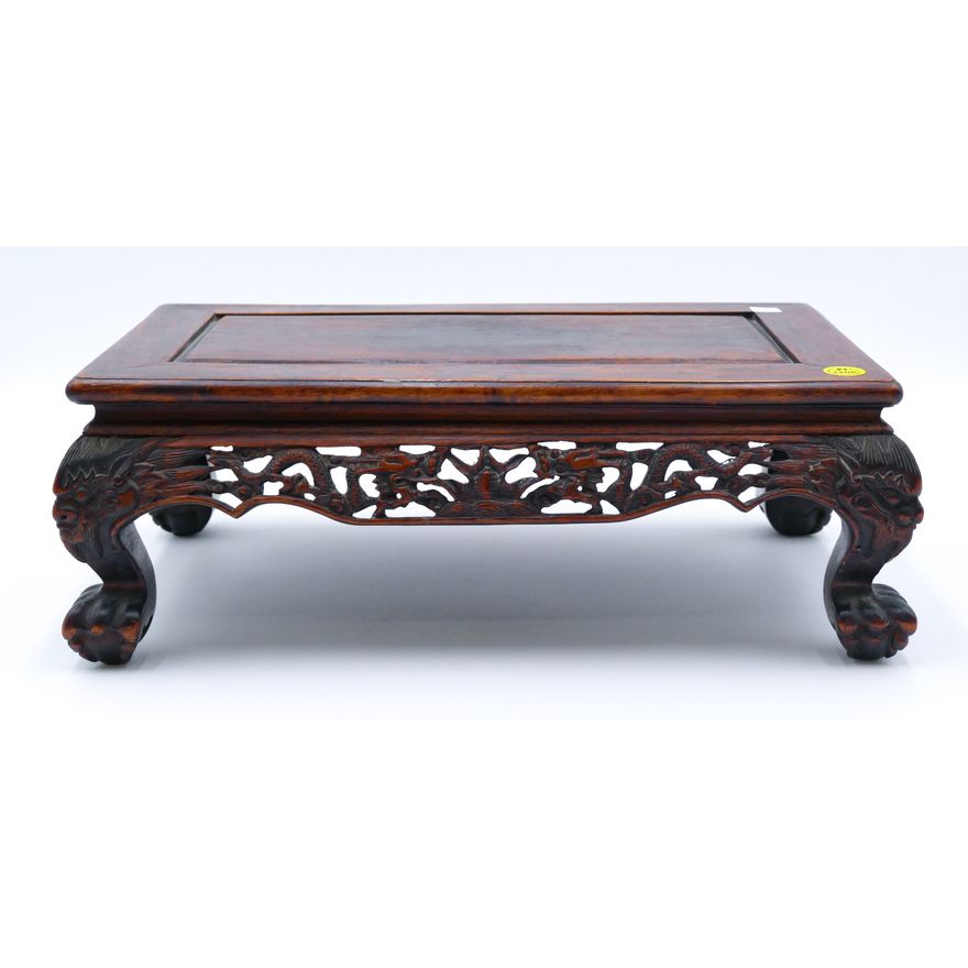 Old Chinese Rosewood Carved Dragon Stand 5.5''x15.5''x9''