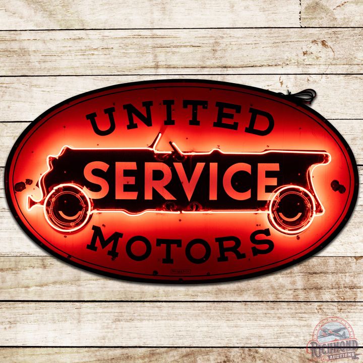 United Motors Service 6' SS Porcelain Neon Sign