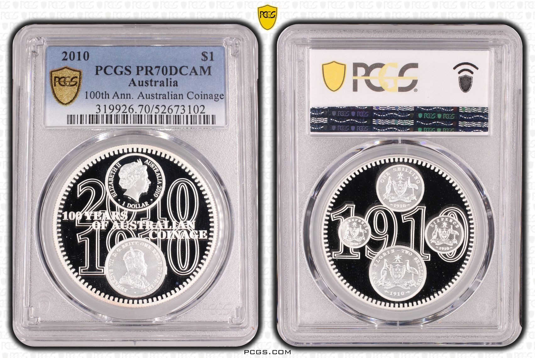 100th Ann. Australian Coinage, POP 3/0, One Dollar, 2010, PCGS PR70DCAM