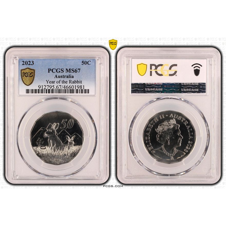 Elizabeth II, Year of the Rabbit, Fifty Cent, 2023, PCGS MS 67