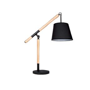 Bright Star Lighting - Metal And Wood Table Lamp With Black Fabric Shade-INCOMPLETE-NOT TESTED
