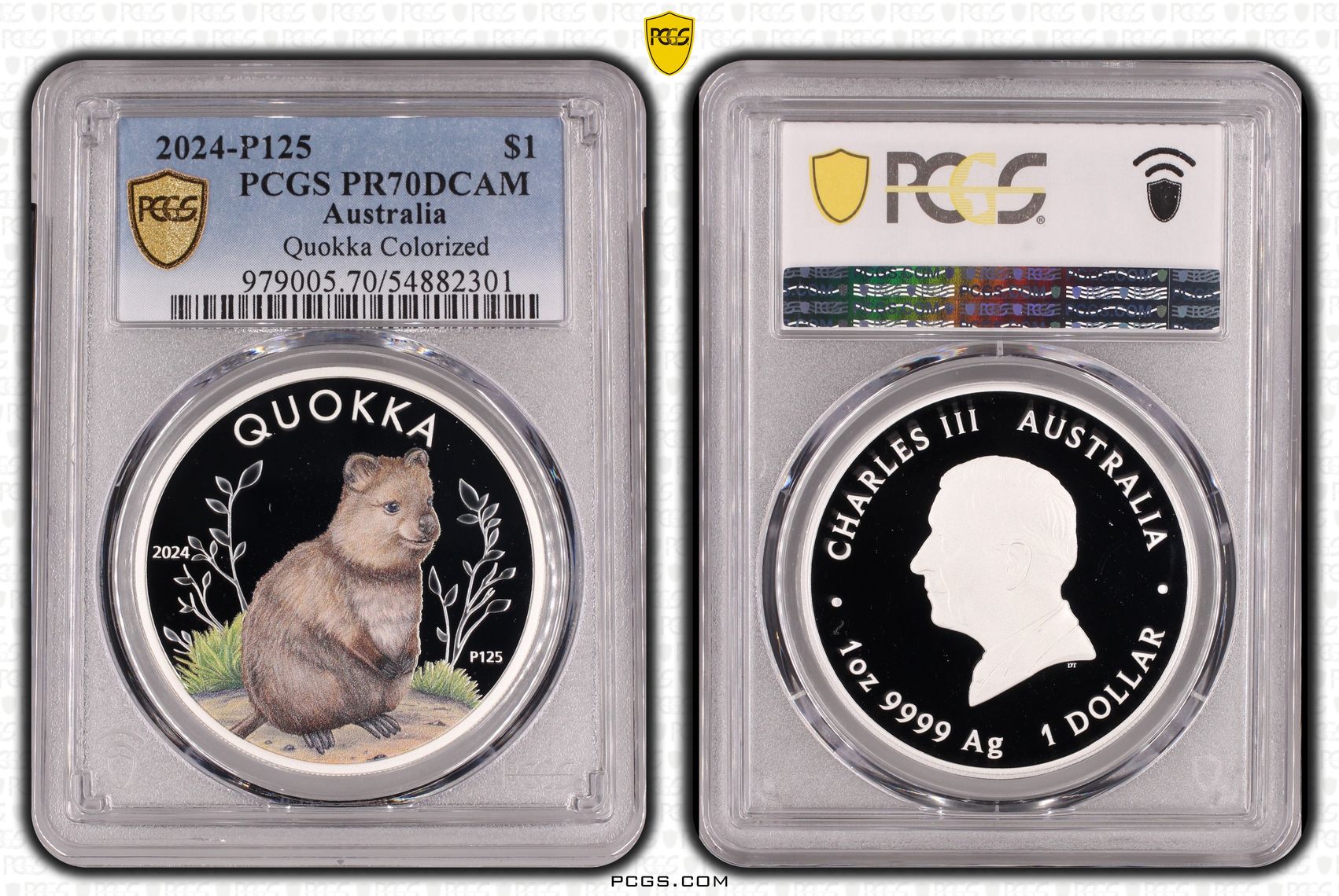 Quokka Colourised 1oz Silver, POP 3/0, One Dollar, 2024-P125, PCGS PR70DCAM