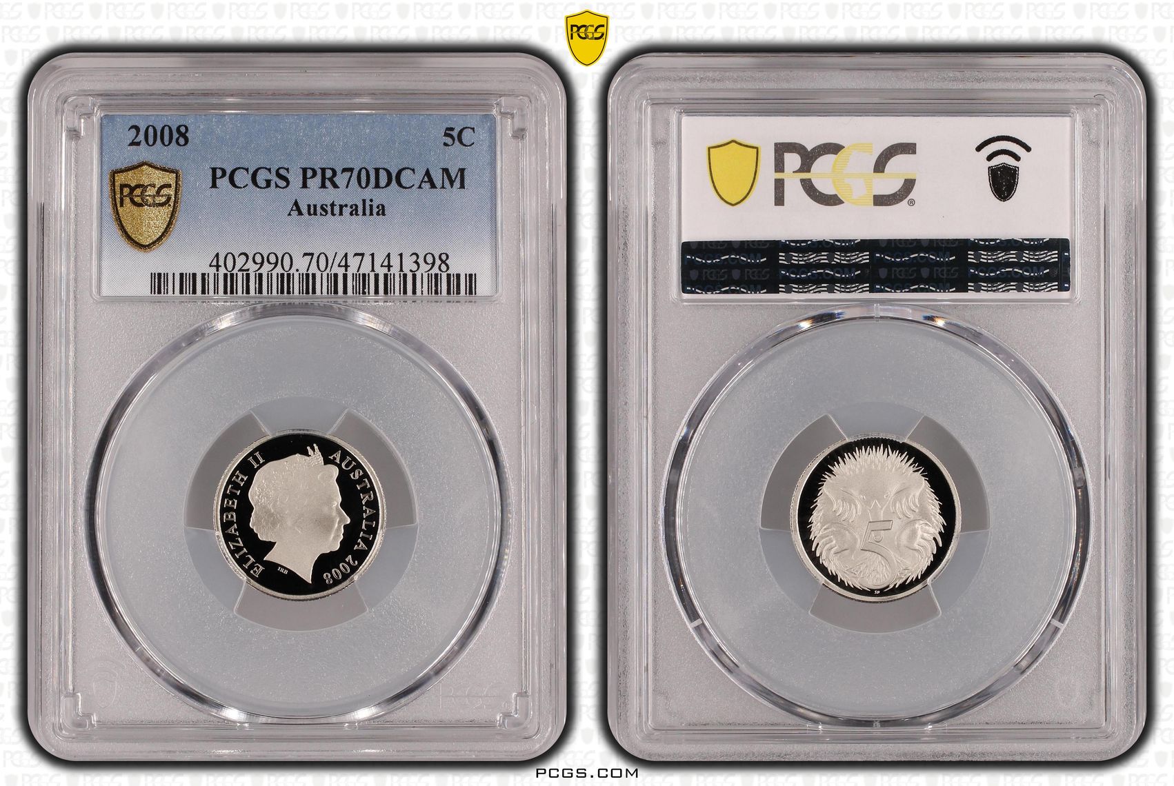 Elizabeth II, Five Cent, 2008, PCGS PR70DCAM