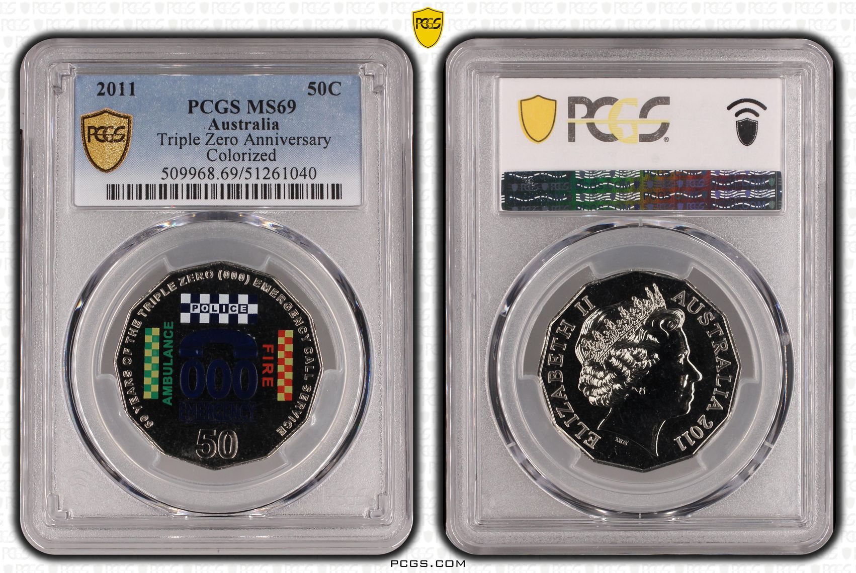 Triple Zero Anniversary Colorized, Fifty Cent, 2011, PCGS MS69